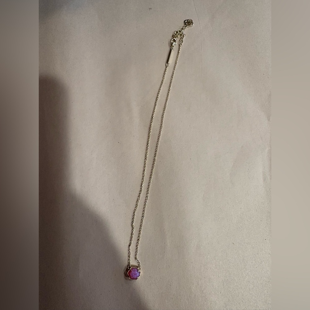 Kendra Scott Fuchsia Druzy Delicate Pendant Necklace